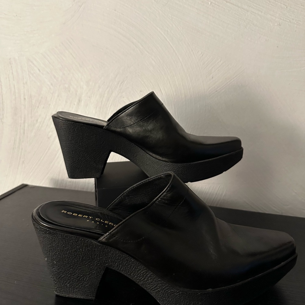 Robert Clergerie Black Leather Mules